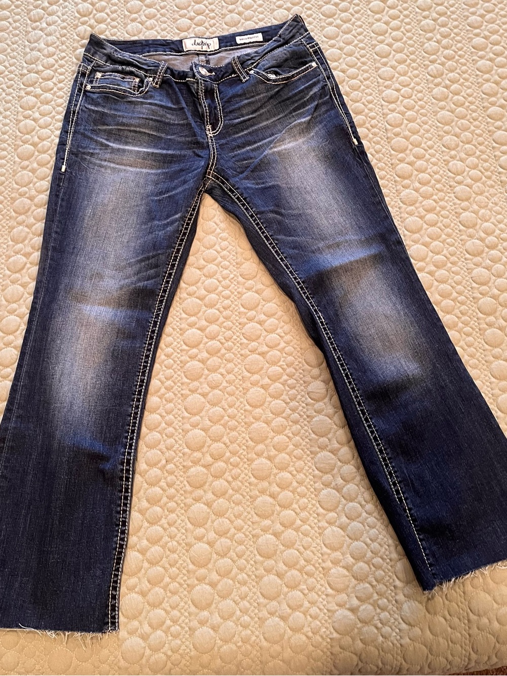Daytrip Dark Blue Bootcut Jeans with Faded Whiskering